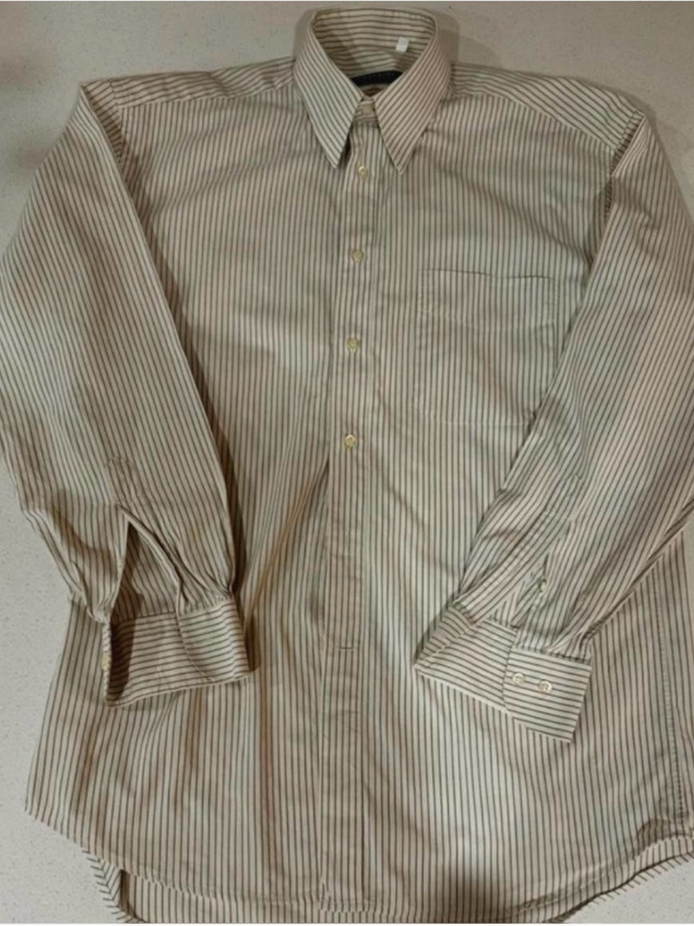 Men's Classic Stripe Button-Down Shirt - Tan & White